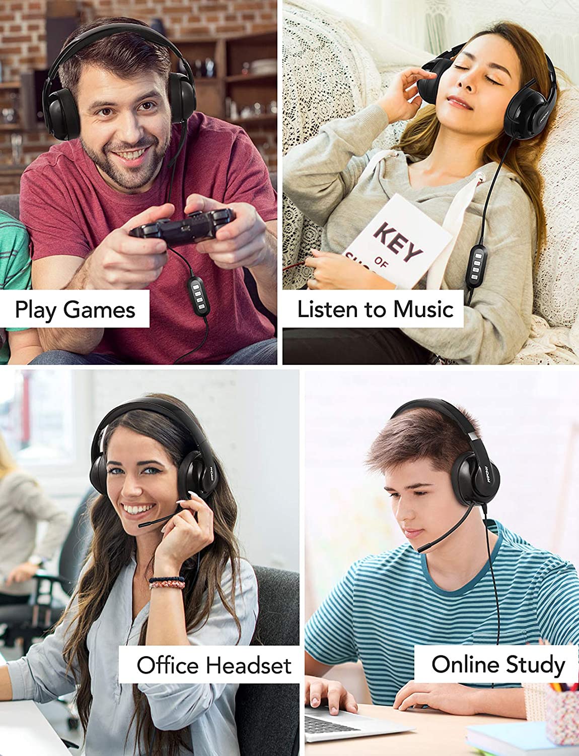 Mpow 3.5mm/USB Headsets with Mute Function