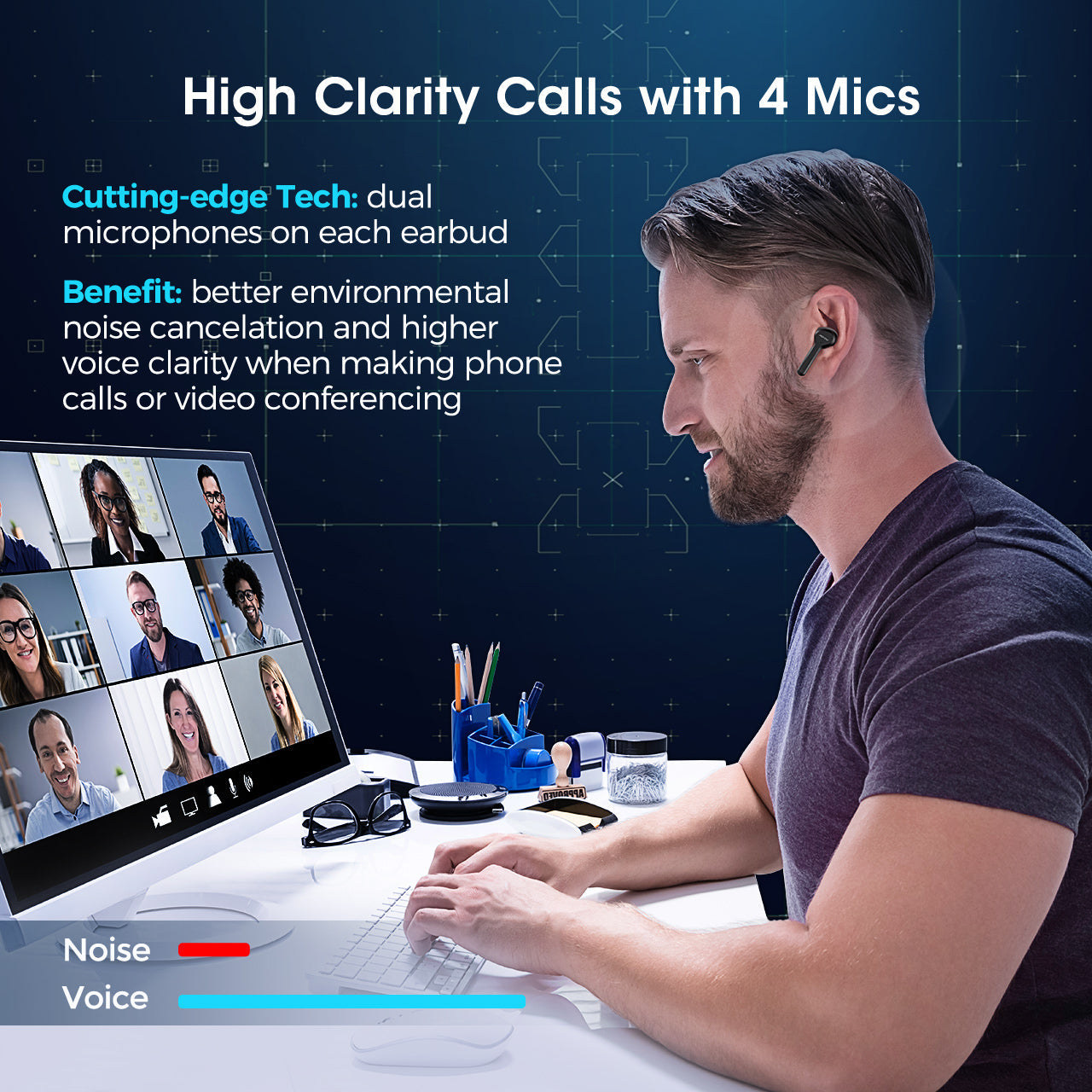 Mpow M9 Wireless Earbuds with 4 Mics Noise Cancellation